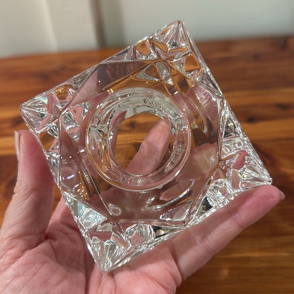 PartyLite Quad Prism Lead Crystal Candle Holder w/ Apple Orchard Votives - Picture 4 of 6